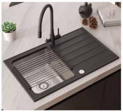 Quadri Selene Robinet de cuisine noir 3 voies avec bec flexible et raccord supplémentaire pour eau filtrée 1208971406