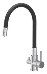 Robinet de cuisine Quadri Selene en acier inoxydable à 3 voies avec bec flexible et connexion supplémentaire pour eau filtrée 1208971407