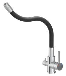 Robinet de cuisine Quadri Selene en acier inoxydable à 3 voies avec bec flexible et connexion supplémentaire pour eau filtrée 1208971407