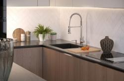 Quadri Redwick robinet de cuisine en acier inoxydable avec bec semi-flexible et douche avec 2 types de jets plus fonction d'arrêt d'eau 1208971411