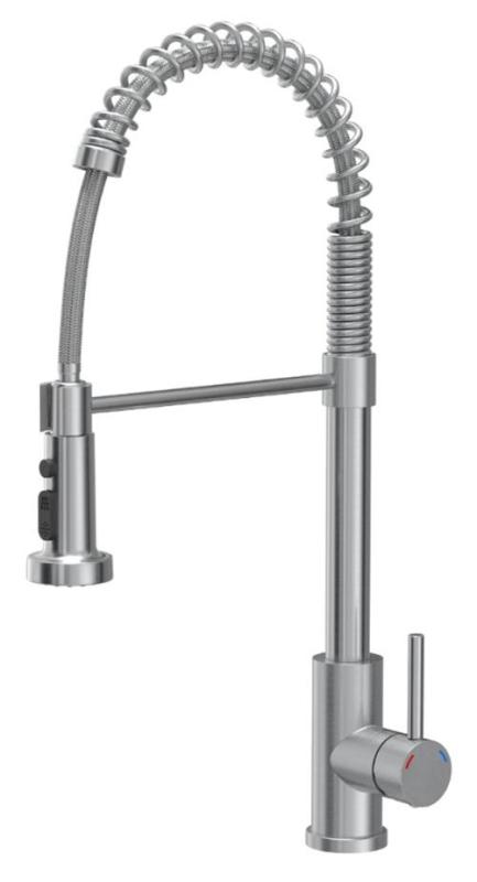 Quadri Redwick robinet de cuisine en inox avec bec semi-flexible et douche avec 2 types de jets plus fonction d'arrêt d'eau 1208971411