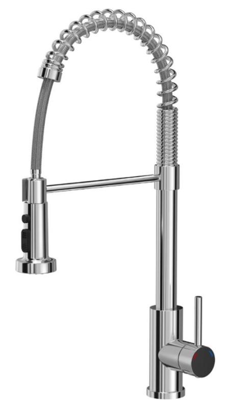Quadri Redwick robinet de cuisine Chromé avec bec semi-flexible et douche avec 2 types de jets plus fonction d'arrêt d'eau 1208971412