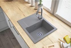 Graniteland Nera Évier en Granit 45x42 cm Gris en Surface avec Trou pour Robinet et Bouchon en Acier Inoxydable 1208971436