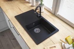 Graniteland Liri Granites Évier noir en granit avec égouttoir 765x448 mm 1208971438