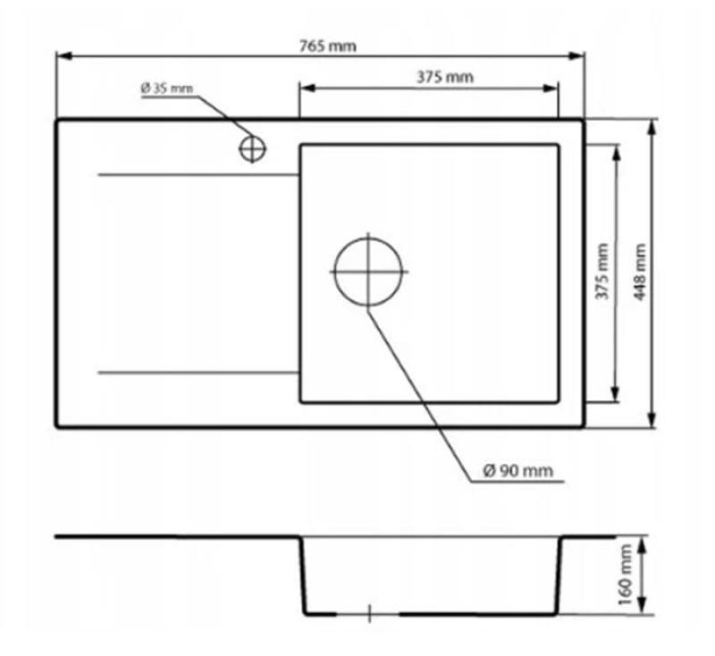 Graniteland Liri Granite Beige évier avec égouttoir 765x448 mm 1208971439