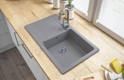 Graniteland Liri Granit Gris Evier avec égouttoir 765x448 mm 1208971441