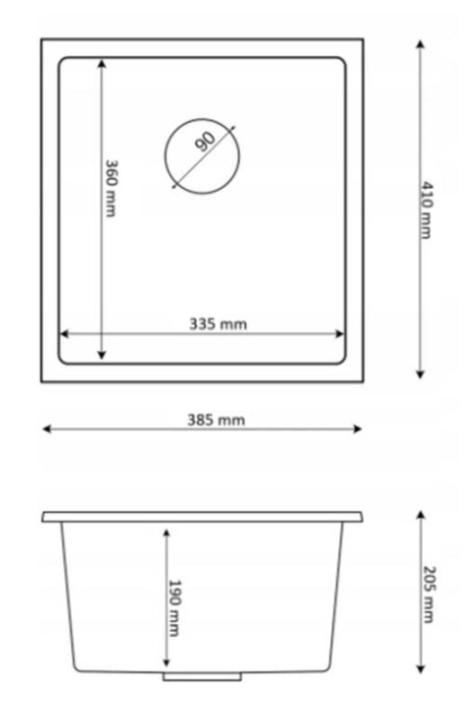 Graniteland Miniva Évier en Granit Blanc sous-plan 385x410 mm 1208971452