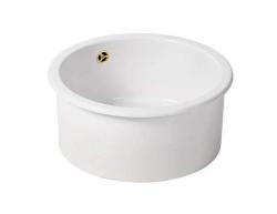 Ausmann Ceramic Ember Lavabo Rond en Céramique Blanc Montage Supérieur et Inférieur avec Bouchon Doré 1208971461