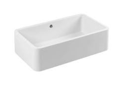 Ausmann Ceramic Mira Évier en céramique blanc - Sous-meuble et intermédiaire 795 x 460 mm avec bouchon blanc 1208971470