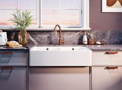 Ausmann Ceramic Mira Évier Double en Céramique Blanc - Sous-Montage et Entre-Montage 890 x 456 mm avec Bouchons en Métal Pistolet 1208971473