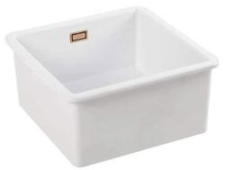 Ausmann Ceramic Ember Évier Carré en Céramique Blanc Montage Encastré et Sous-Plan 40 x 40 cm avec Bouchon en Cuivre 1208971482