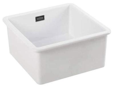 Ausmann Ceramic Ember Évier Carré en Céramique Blanc de Surface et de Sous-Plan 40 x 40 cm avec Bouchon en Métal Gun 1208971483