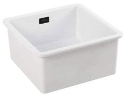 Ausmann Ceramic Ember Évier Carré en Céramique Blanc de Surface et Sous-Montage 40 x 40 cm avec Bouchon Noir 1208971484