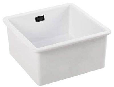 Ausmann Ceramic Ember Évier Carré en Céramique Blanc de Surface et Sous-Montage 40 x 40 cm avec Bouchon Noir 1208971484