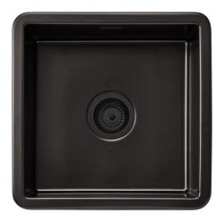 Ausmann Ceramic Ember Évier Carré en Céramique Mat Noir de Surface et Sous-Montage 40 x 40 cm avec Bouchon Noir 1208971489