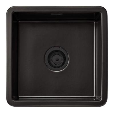 Ausmann Ceramic Ember Évier Carré en Céramique Mat Noir de Surface et Sous-Montage 40 x 40 cm avec Bouchon Noir 1208971489