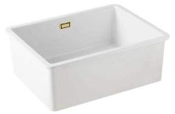 Ausmann Ceramic Ember Évier en céramique blanc - Montage supérieur et inférieur 54 x 40 cm avec bouchon doré 1208971491