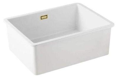 Ausmann Ceramic Ember Évier en céramique blanc - Montage supérieur et inférieur 54 x 40 cm avec bouchon doré 1208971491