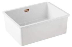 Ausmann Céramique Ember Évier en céramique blanc - Montage supérieur et inférieur 54 x 40 cm avec bouchon en cuivre 1208971492