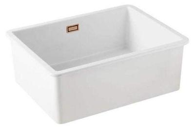 Ausmann Céramique Ember Évier en céramique blanc - Montage supérieur et inférieur 54 x 40 cm avec bouchon en cuivre 1208971492