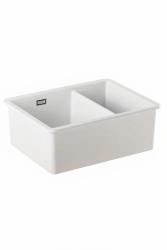 Ausmann Ceramic Ember Évier en céramique blanche de une et demie encastrable et sous plan 535 x 400 mm avec bouchons en cuivre 1208971507