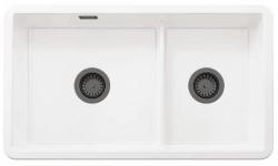 Ausmann Ceramic Ember Évier en céramique blanche une fois et demie Montage en surface et sous plan 733 x 401 mm avec bouchons en métal gun 1208971520
