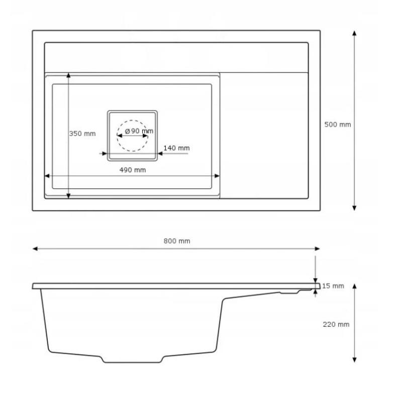 Graniteland Seta Évier en granit beige sable encastré 80x50 cm1208971620