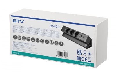 Prise de meuble BASCO, 3xSCHUKO, USB A+C, câble 1,5 m, noir