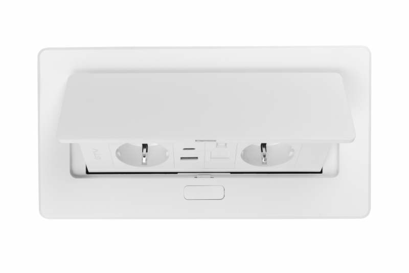 Meubelaansluiting MULTISOFT, 2xSHUKO, USB A+C, RJ45, kabel 1.5 m, wit