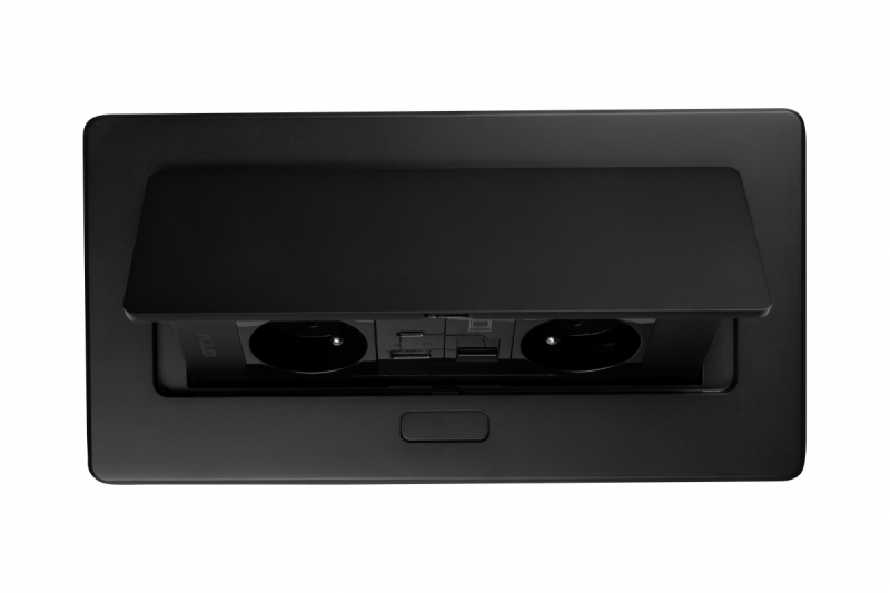 MULTISOFT Meubelcontactdoos 2x Stopcontact met Aarding, USB A+C, RJ45, Stroomkabel met Stekker, Zwart