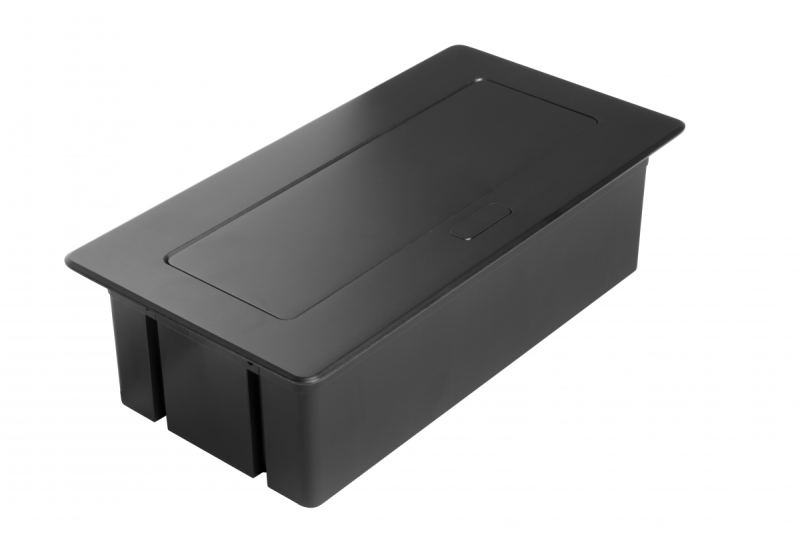 MULTISOFT Meubelcontactdoos 2x Stopcontact met Aarding, USB A+C, RJ45, Stroomkabel met Stekker, Zwart