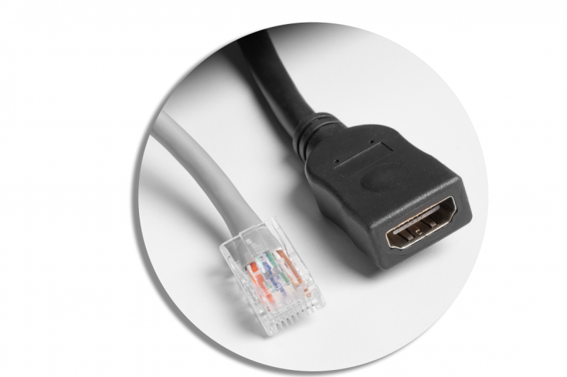 Prise de mobilier MULTISOFT 2x Prise avec mise à la terre, USB A+C, RJ45, HDMI, Câble d'alimentation avec fiche, Noir