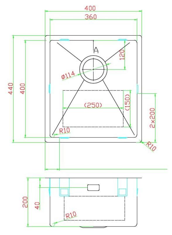 Pure.Sink Luxion Gun metal spoelbak 36x40 cm onderbouw, vlakinbouw en opbouw PLX3640-61