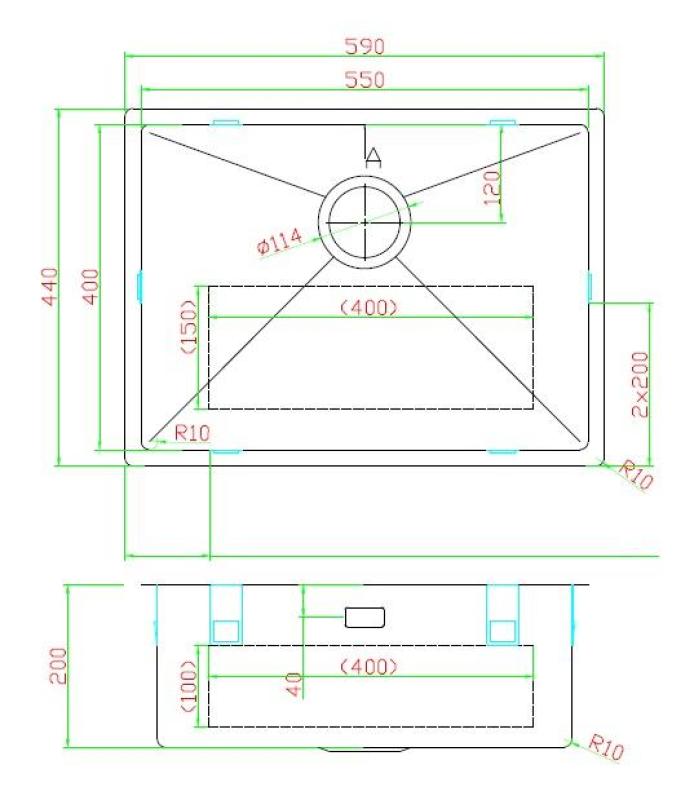 Pure.Sink Luxion Évier noir PVD 55 x 40 cm, encastrable sous plan, à encastrer à fleur ou en saillie PLX5540-63