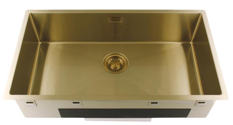 Pure.Sink Luxion Grote Gouden spoelbak 74x40 cm onderbouw, vlakinbouw en opbouw PLX7440-60