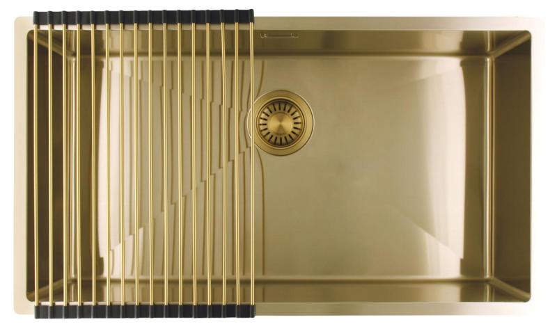 Pure.Sink Luxion Grote Gouden spoelbak 74x40 cm onderbouw, vlakinbouw en opbouw PLX7440-60