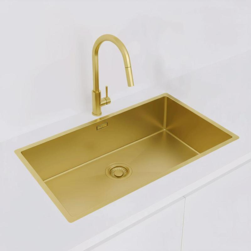 Pure.Sink Luxion Grand évier doré 74 x 40 cm, encastrable, à encastrer à fleur ou en saillie PLX7440-60