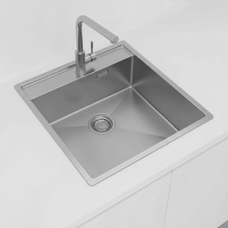 Pure.Sink Luxion Évier en acier inoxydable 51 x 50 cm Tapwing avec support pour robinet PLX5150T-02
