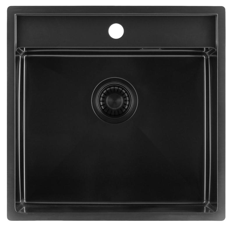 Pure.Sink Luxion Évier noir PVD 51 x 50 cm Tapwing avec banc à trou pour robinet PLX5150T-63