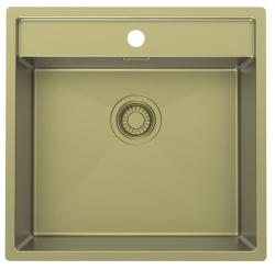 Pure.Sink Luxion Évier doré 51 x 50 cm Robinet Tapwing avec banc à trou pour robinet PLX5150T-60