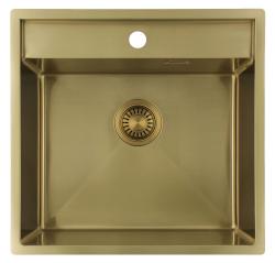 Pure.Sink Luxion Évier doré 51 x 50 cm Tapwing avec banc à trou pour robinet PLX5150T-60