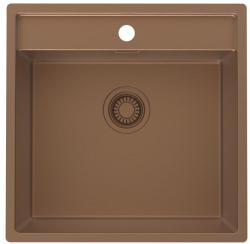 Pure.Sink Luxion Évier en cuivre 51 x 50 cm Tapwing avec banc à trou pour robinet PLX5150T-62