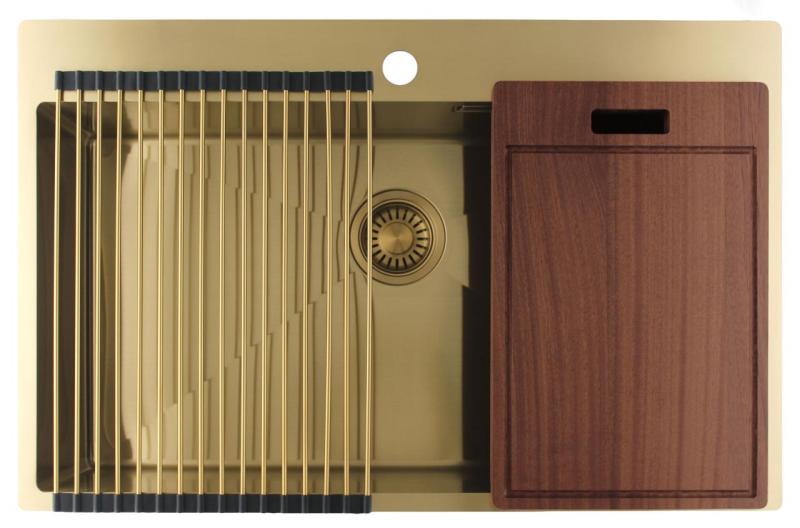 Pure.Sink Luxion Grand évier en acier inoxydable 78 x 50 cm Tapwing avec banc de travail PLX7850T-60