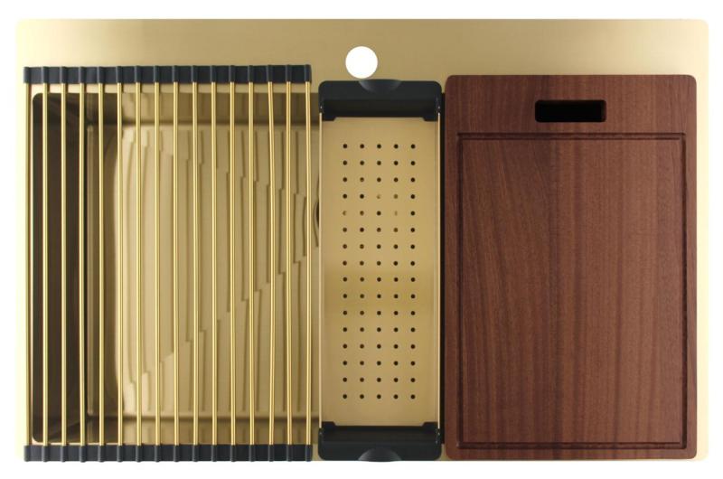 Pure.Sink Luxion Grand évier en acier inoxydable 78 x 50 cm Tapwing avec banc de travail PLX7850T-60