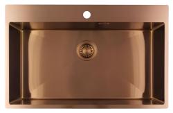 Pure.Sink Luxion Grand évier en cuivre 78 x 50 cm Tapwing avec banc de robinetterie PLX7850T-62