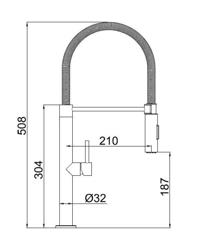 Pure.Sink Luxion Robinet de cuisine en cuivre pro avec bec flexible et 2 types de jet PLXFLEX-62