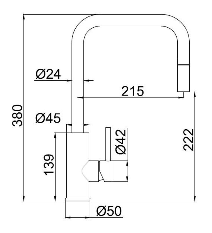Pure.Sink Luxion Robinet de cuisine en cuivre carré avec bec extractible PLXSQUA-62