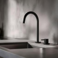 Pure.Sink Luxion Robinet de cuisine 2 trous noir mat avec bec rond PLX2HR-10