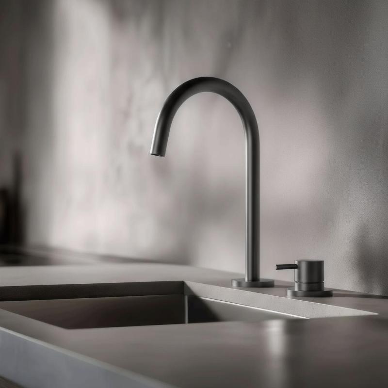 Pure.Sink Luxion Robinet de cuisine à 2 trous en bronze avec bec rond PLX2HR-61