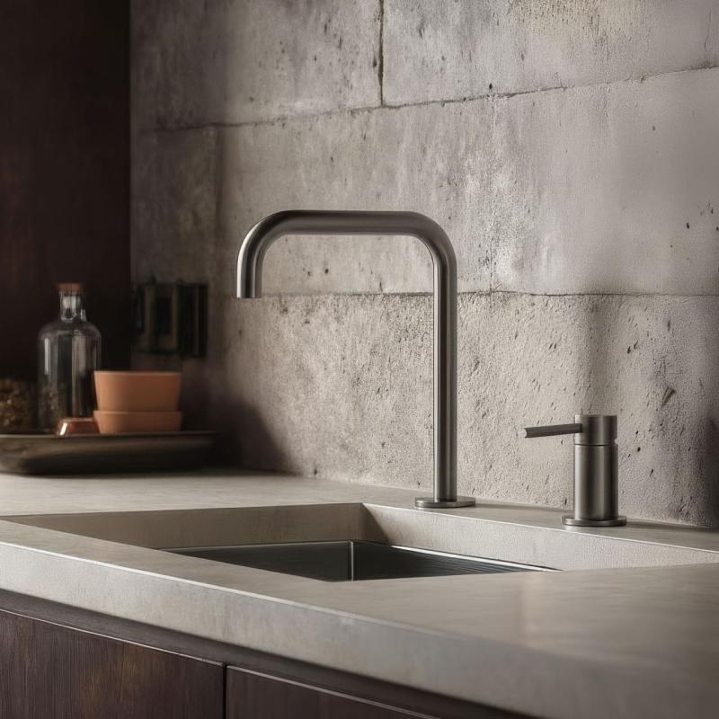 Pure.Sink Luxion 2-gats Gun metal keukenkraan met U uitloop PLX2HU-61